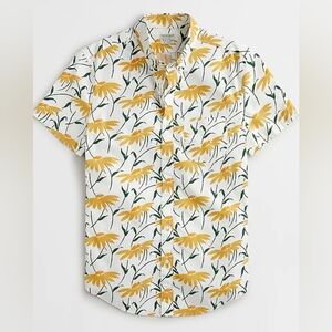 J. Crew Men' Short-sleevecotton poplin shirt in daisy print Size M